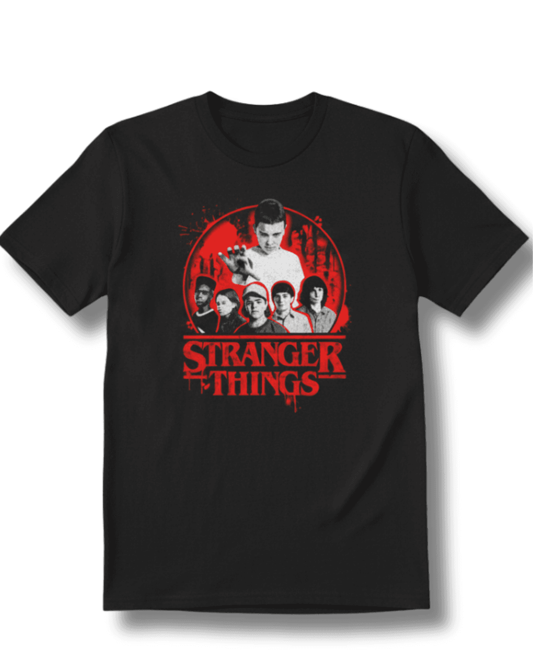 Stranger Things Black Half Sleeve Tee